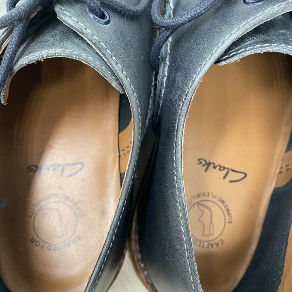 Clarks Men Oxford Shoes 8.5 Blue Leather Lace Up Casual Round Toe Comfort - Picture 7 of 12